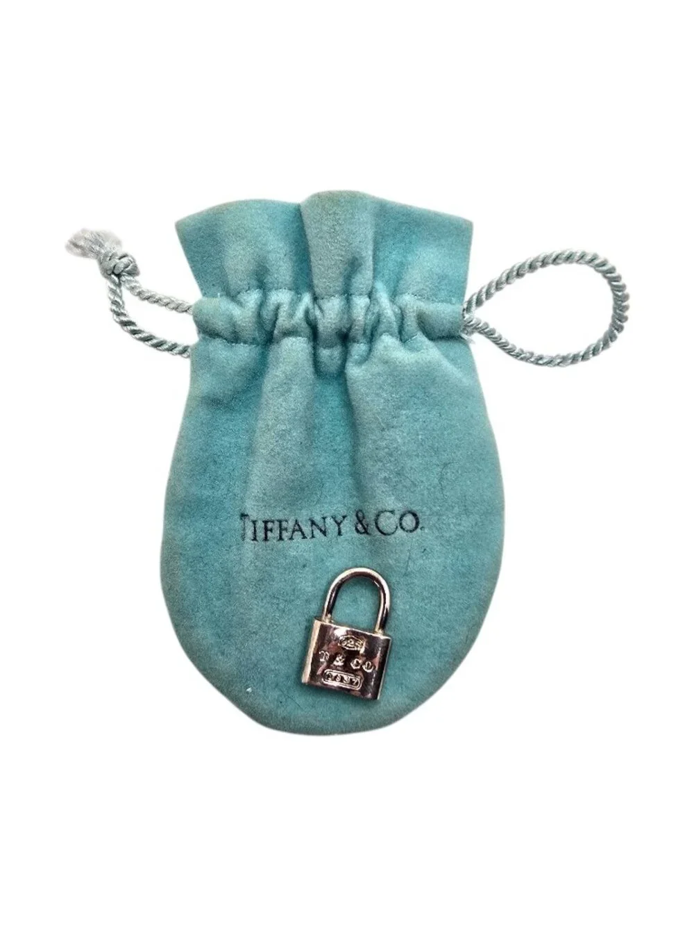 VTG Tiffany & Co 1837 Padlock Charm Sterling Silver 925 T&Co Lock Pendant Pouch - Picture 1 of 13